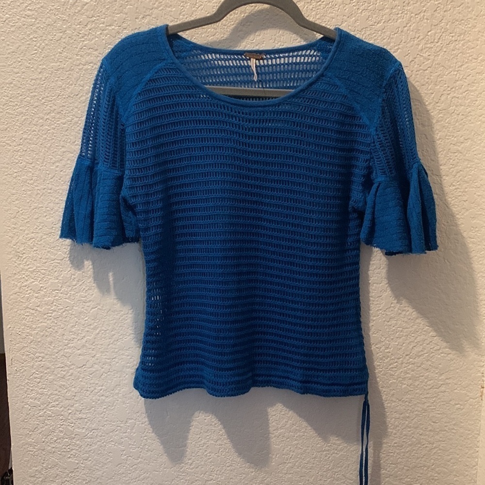 Free People Blue Knit Women's Top - Picture 2 of 8
